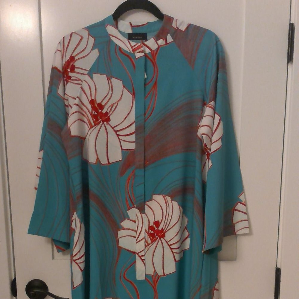 STUNNING LUXURY Natori long Caftan w/half zip and side slits Size S/P